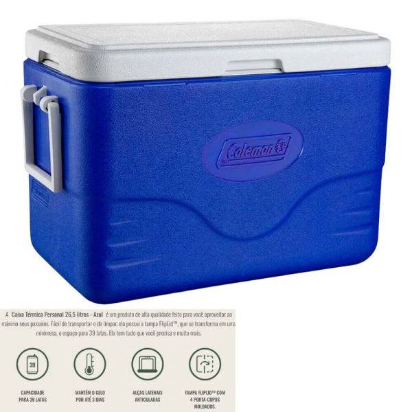 Caixa Térmica 26,5L Personal 28 QT Azul Coleman