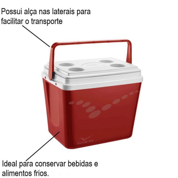 Caixa Térmica Pop Vermelha 34 Litros Valvet Invicta