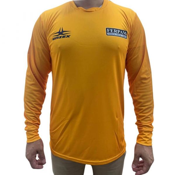 Camisa Térmica Manga Longa Amarela UV 30+ Tamanho M Ferpam Uniex 