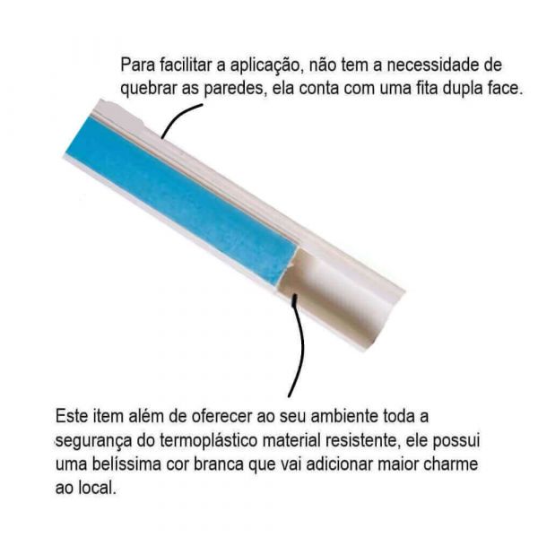 Canaleta Branca Com Fita Dupla Face e Divisória 20x10x2000mm Tramontina
