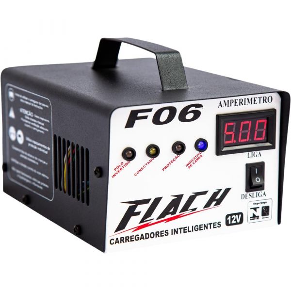 Carregador Inteligente e Auxiliador para Bateria F06 6A 12V Flach