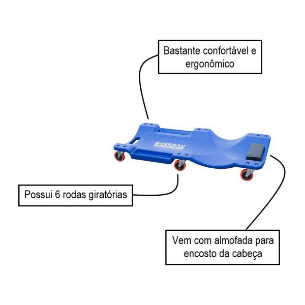 Carrinho Para Mecânico Esteira CPM40 Bovenau