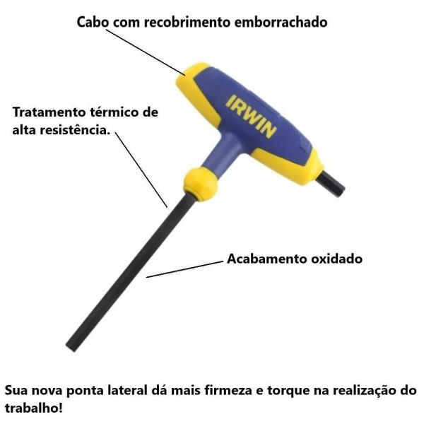 Chave Allen Hexagonal Cabo T 200mmX5mm Irwin