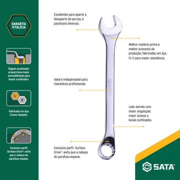 Chave Combinada Angulada 13mm Sata