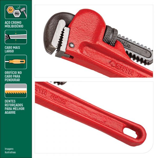 Chave Grifo 12 Pol. Heavy Duty Vermelho Sata