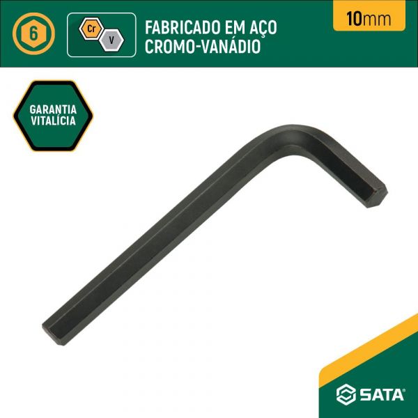 Chave Hexagonal Tipo L Allen Curta ST84316L 10mm Sata