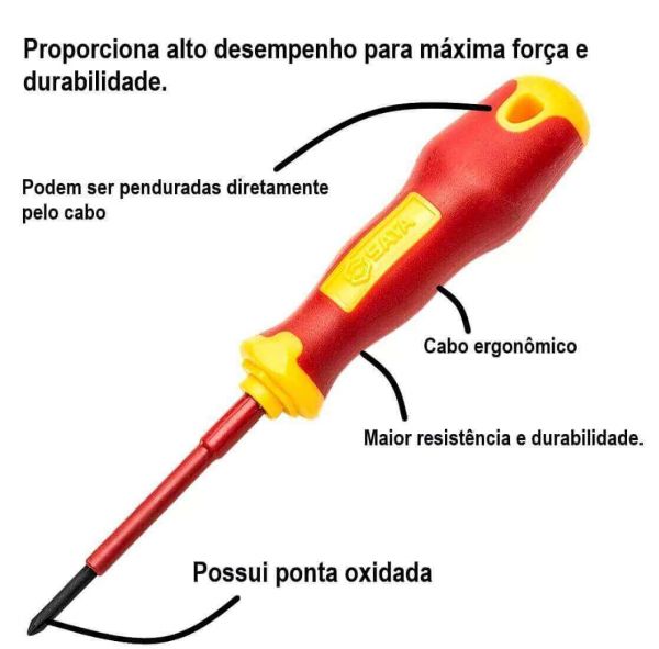 Chave Phillips Isolada VDE N° 1X80mm Sata