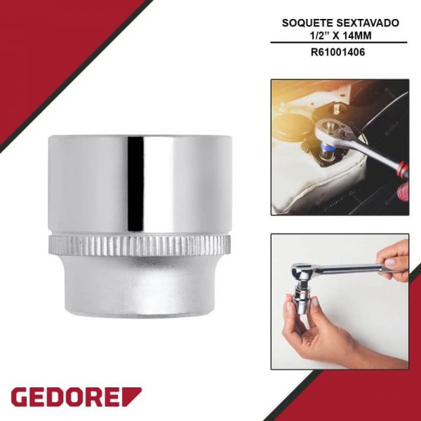 Chave Soquete Sextavado 14mm 1/2 Pol. Gedore