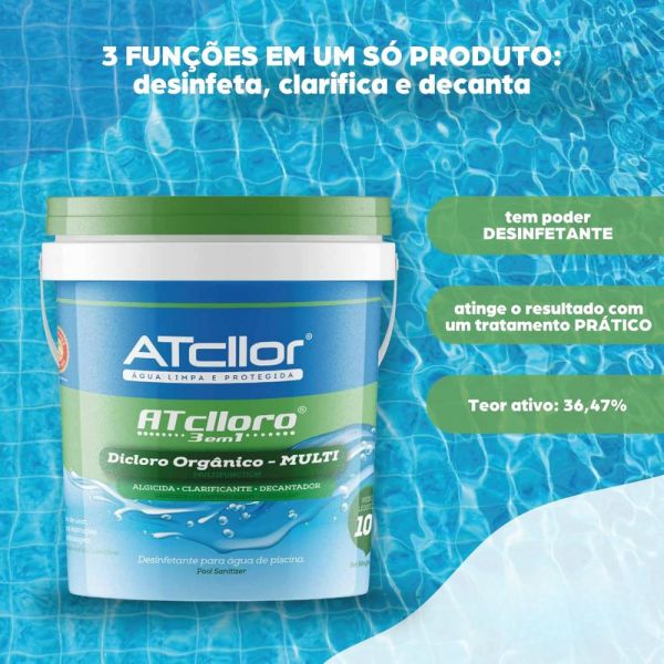 10Kg Cloro Atclloro 3 em 1 Atcllor 
