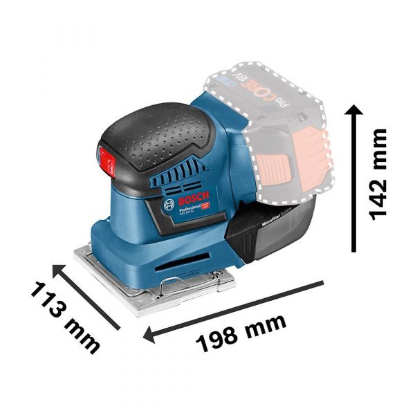 Lixadeira orbital à bateria Bosch GSS 18V-10, 18V SB, 2 lixas
