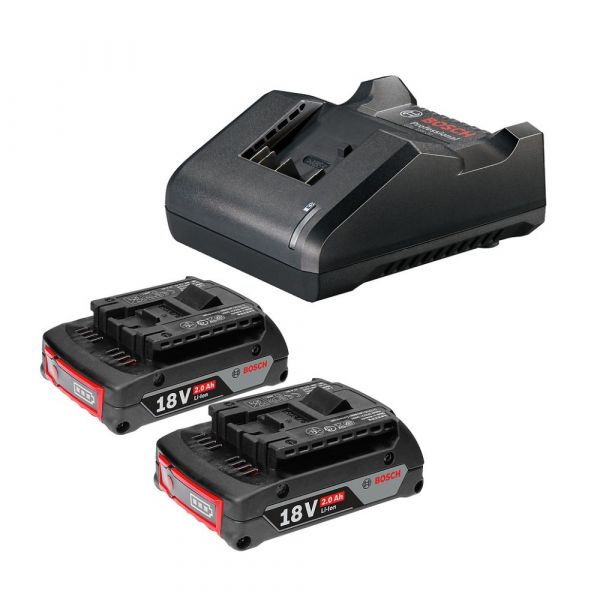 Combo de 2 Baterias GBA 18V 2Ah + Carregador de baterias GAL 18V-20 Bivolt Bosch 
