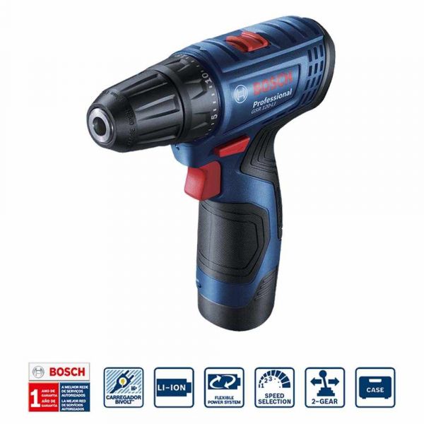 Kit Bosch Parafusadeira GSR 120-LI e Chave de Impacto GDR 120-LI, 12V 2 baterias e maleta
