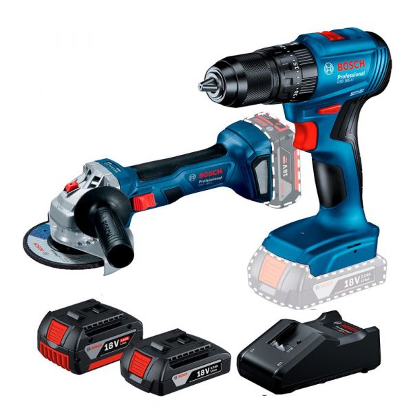 Combo Bosch Furadeira GSB 185-LI + Esmerilhadeira GWS 180 LI + 2 Baterias + Carregador Bosch
