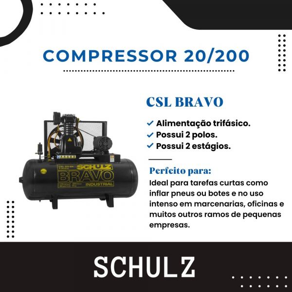 Compressor 20/200 CSL Bravo Trifásica Schulz