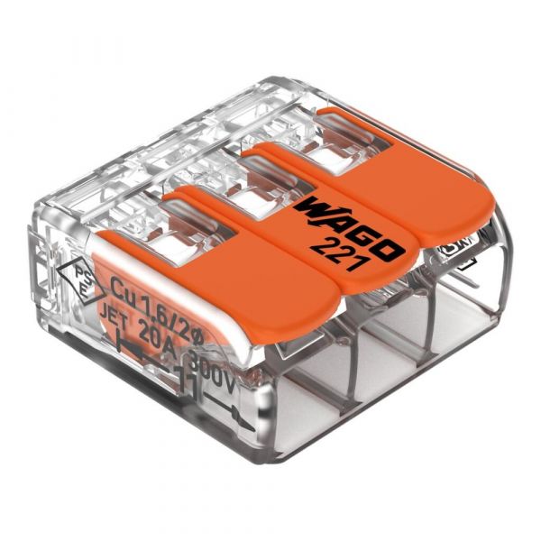 Conector de Emenda 2 Polos 221-413 de até 4mm² Wago