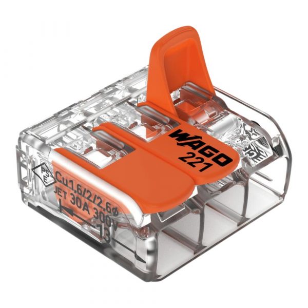 Conector de Emenda 3 Polos 221-613 de até 6mm² Wago