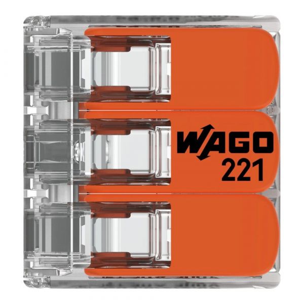 Conector de Emenda 3 Polos 221-613 de até 6mm² Wago