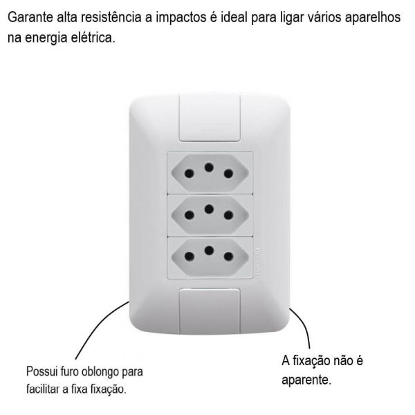 Conjunto 3 Tomadas 2P + T 10A 250V 4X2 Aria Tramontina