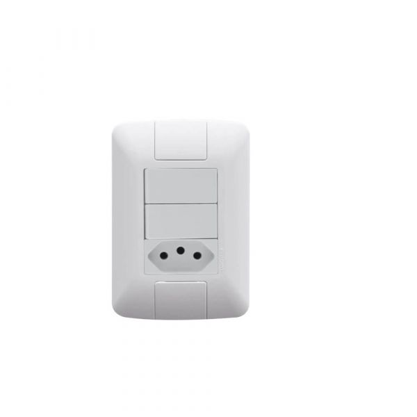 Conjunto 4x2 com 2 Interruptores Simples 6 A 250 V e 1 Tomada 2P+T 10 A 250 V Tramontina
