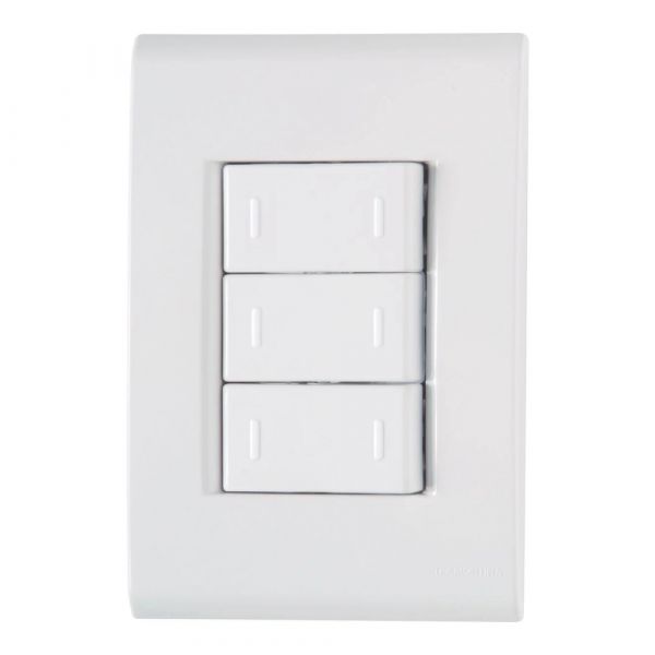Conjunto 4x2 com 3 Interruptores Paralelos Liz 10A 250V Branco Tramontina