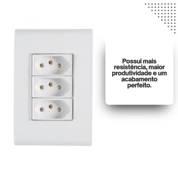 Conjunto 4x2 com 3 Tomadas 2P+T 20A 250V Liz Branco Tramontina