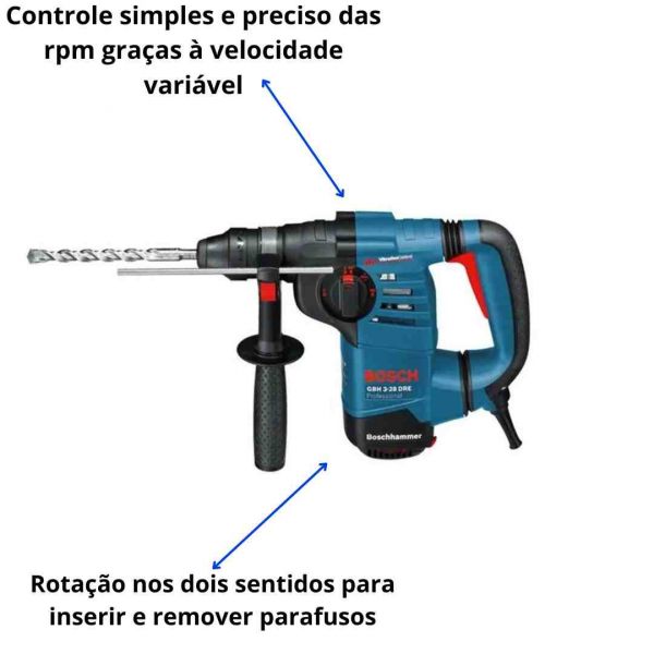 Martelo Perfurador Bosch GBH 3-28 DRE 800W 220V em Maleta