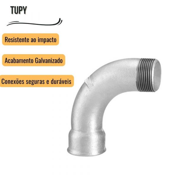 Curva Macho/Fêmea Galvanizada 90° 1/4” Tupy 