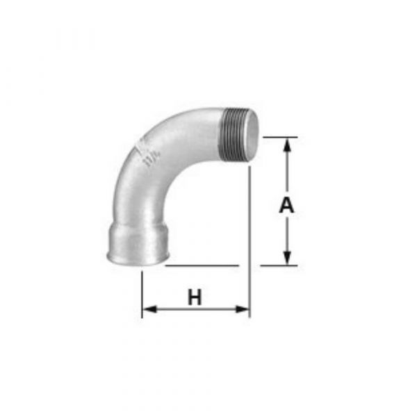 Curva Macho/Fêmea Galvanizada 90° 1/4” Tupy 