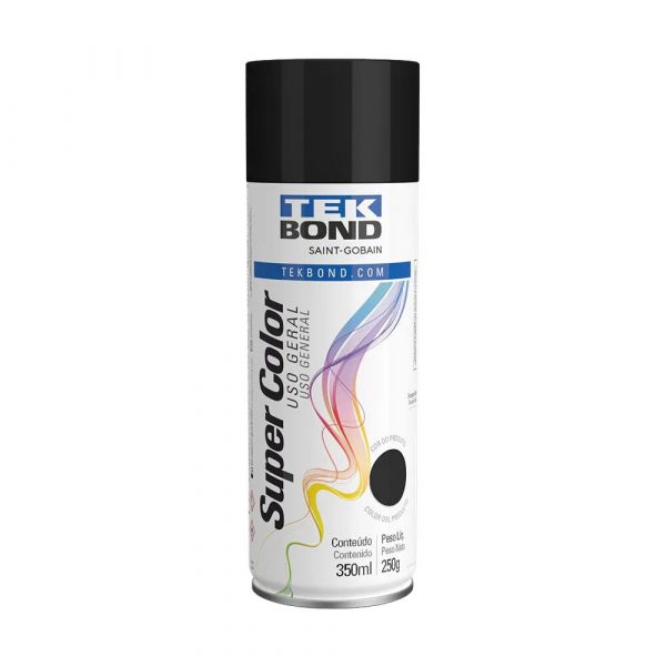 Tinta Spray Preto Brilhante Uso Geral 350 Ml TekBond