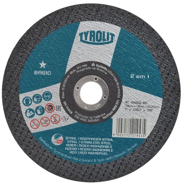 Disco de Corte Basic 7178x1,6x22,23 Tyrolit A46Q-BF