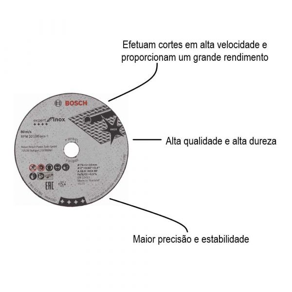 Disco Corte Bosch Expert for Inox 76x1x10mm Reto