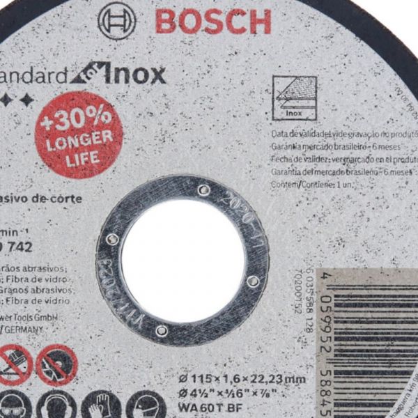 Disco Corte Standard Inox 4.1/2 Pol. 1,6x115mm Bosch