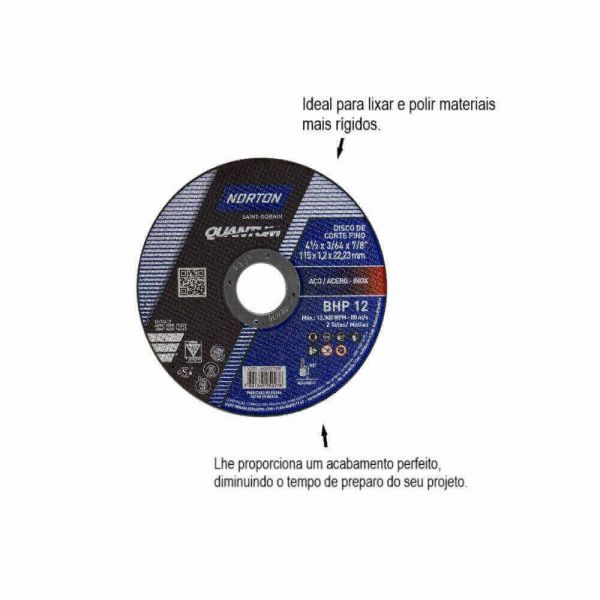 Disco De Corte 4 1/2X3/64X7/8 BhpP12 Quantum Norton