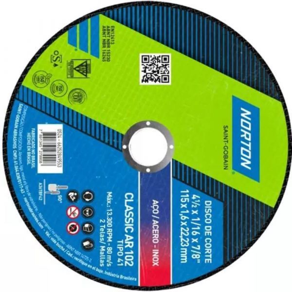 Disco De Corte Classic AR102 4.1/2X1/16X7/8 Norton