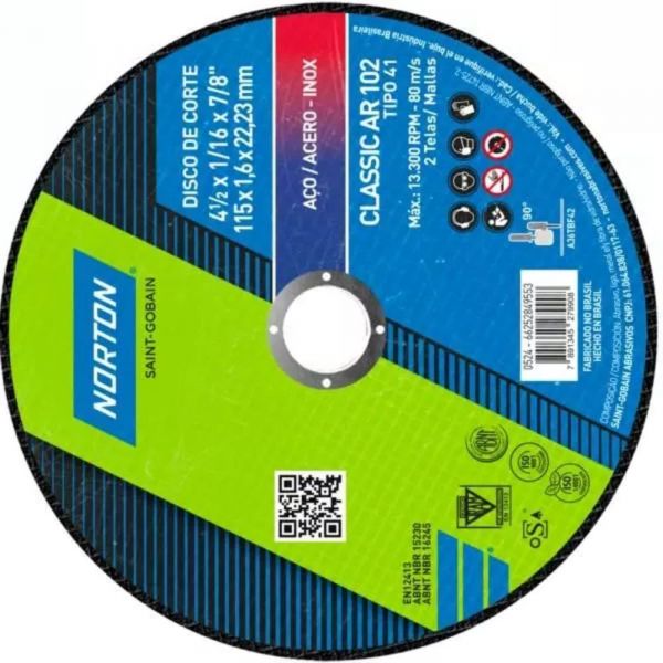 Disco De Corte Classic AR102 4.1/2X1/16X7/8 Norton