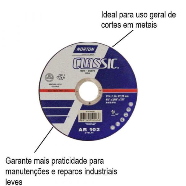 Disco De Corte Classic 4 1/2X3/64X7/8” AR102 Norton