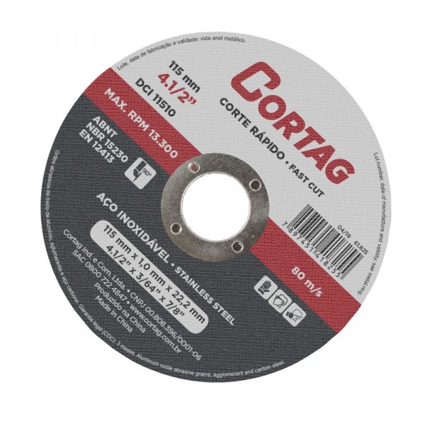 Disco de Corte Fino 4.1/2 Pol. x 3/64 Pol. x 7/8 Pol Cortag