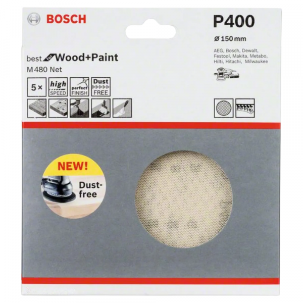 Disco de Lixa com Velcro 150mm Grão 400 Bosch