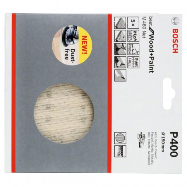 Disco de Lixa com Velcro 150mm Grão 400 Bosch