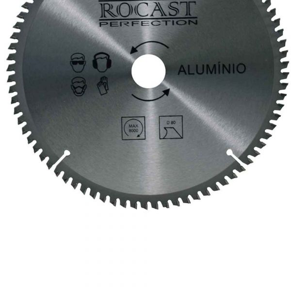 Disco de Serra Circular 250mm x 80 Dentes para Alumínio Rocast