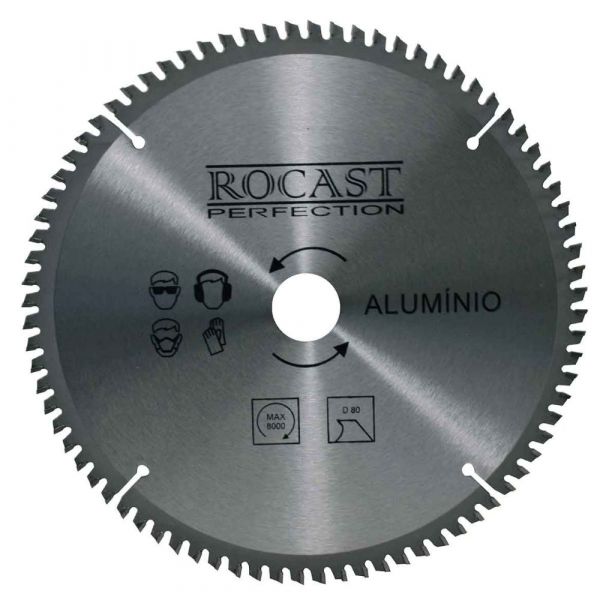 Disco de Serra Circular 250mm x 80 Dentes para Alumínio Rocast