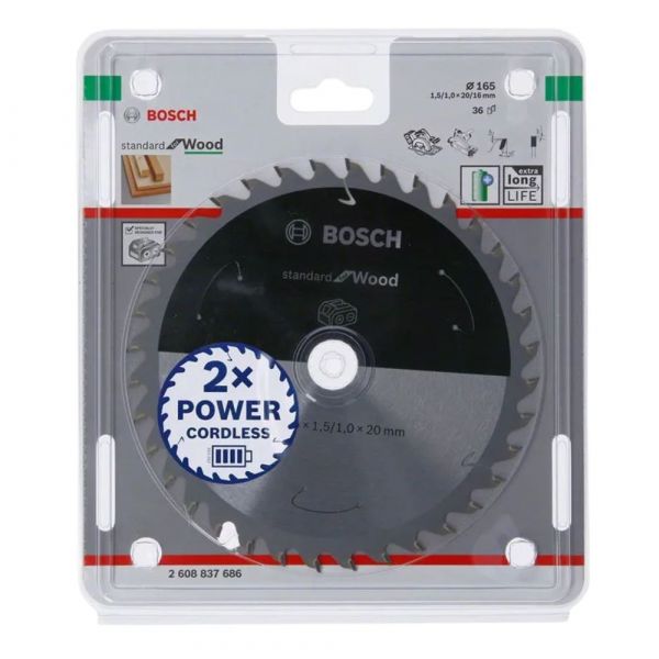 Disco de Serra Circular 36 Dentes ø165x20x1mm Standard for Wood Bosch 