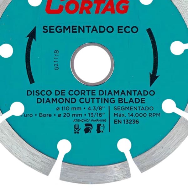 Disco Diamantado 110mm Segmentado Eco Cortag