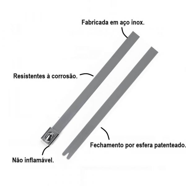 100 Unidades De Abraçadeiras Inox 316 MBT27S 4,5 X 680 mm HellernnTyton