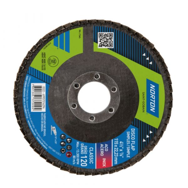 Disco Flap Classic 4.1/2 Pol. Grão 120 Norton