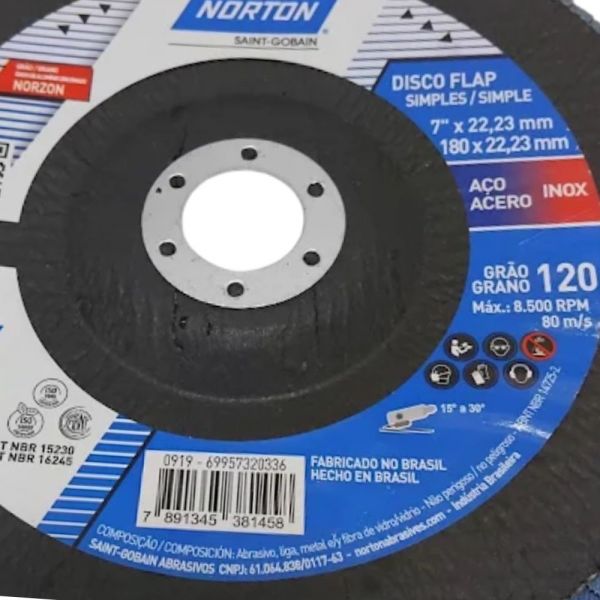 Disco Flap Original 7 Pol. Grão 120 Norton