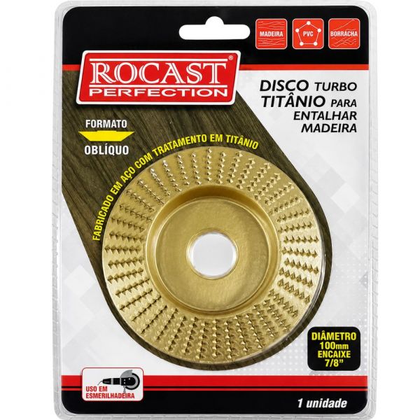 Disco Titanio Oblíquo para Entalhar Madeira 7/8 Pol. Rocast