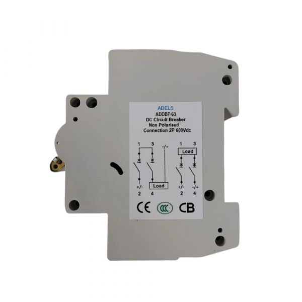 Disjuntor Solar Bipolar 600 Vdc CC 25A ADDB7-63 Adels Panda Energia Solar