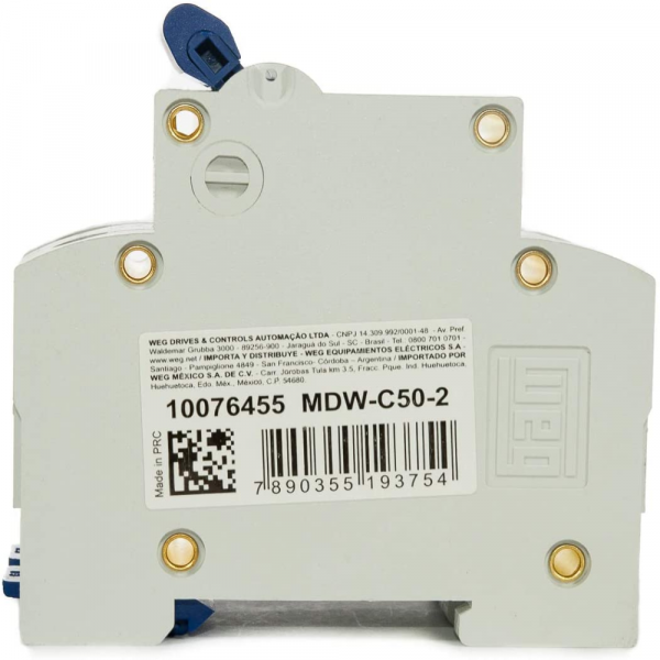 Disjuntor Bifásico Termomagnético 3KA 2P MDW-C 50A Weg