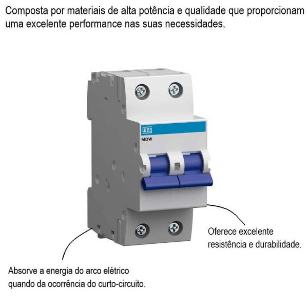Disjuntor Bifásico Termomagnético 3KA 2P MDW-C 4A Weg